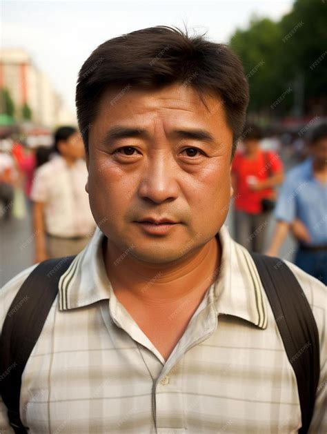 Premium AI Image | Portrait photo of chinese middle age adult male curly