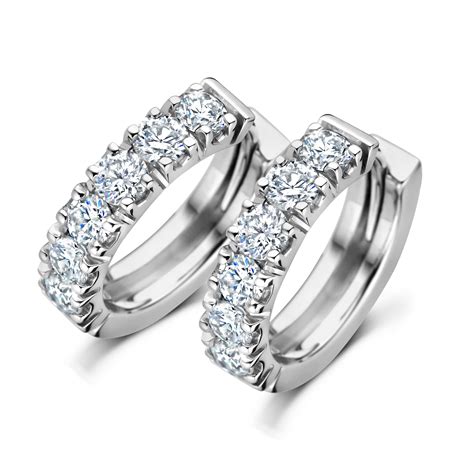 Diamond Hoop Earrings set with 1.27 carat diamonds