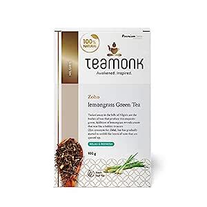 Teamonk Nilgiri Zoho Lemongrass Green Tea Box, 100g Bag (50 Cups ...