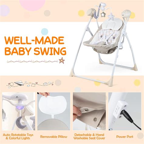 Buy BABY JOY Baby Swings for Infants, Portable Rocker w/ 5 Swing Speeds ...