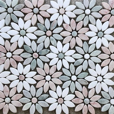 Florette Rosa, Ming & Thassos T40918 - Perini Tiles | Flower tile ...
