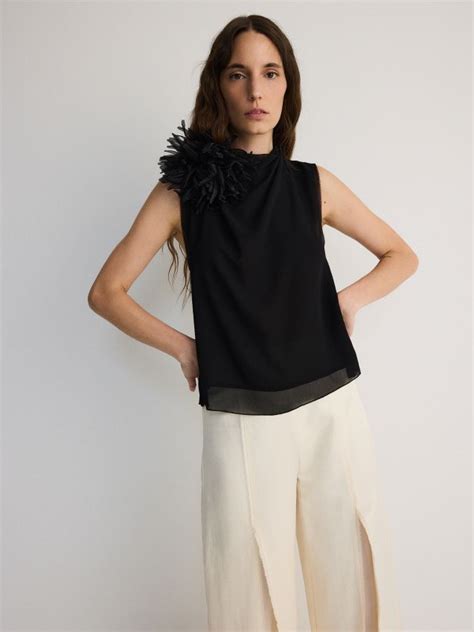 Chiffon top with knot Color black - RESERVED - 090BW-99X