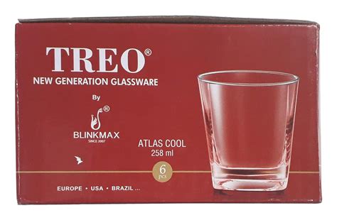Treo Atlas Cool Whiskey Glass, 258ml, Set of 6 : Amazon.in: Home & Kitchen