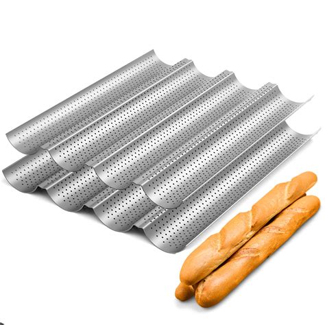 Amazon.com: 2 Pack Nonstick Perforated Baguette Pan 15" x 13" for ...