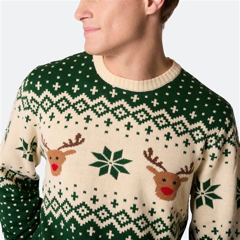 Men's Retro Reindeer Green Christmas Sweater – SillySanta.com