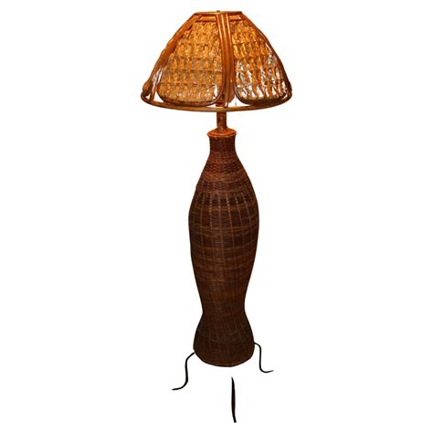 Antique Wicker Floor Lamp For Sale at 1stDibs | vintage wicker floor ...