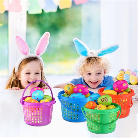 100 Pcs Plastic Easter Baskets Bulk Mini Colorful Easter Baskets with ...