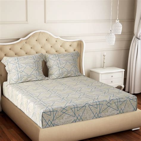 Buy Cloth Fusion Glace Cotton King Size Bedsheet for Double Bed with 2 ...