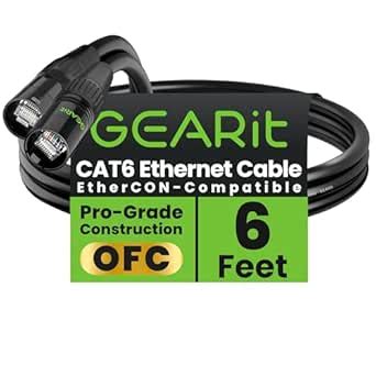 GearIT CAT6 Ethernet Cable, EtherCON-Compatible RJ45 Connectors for Pro ...