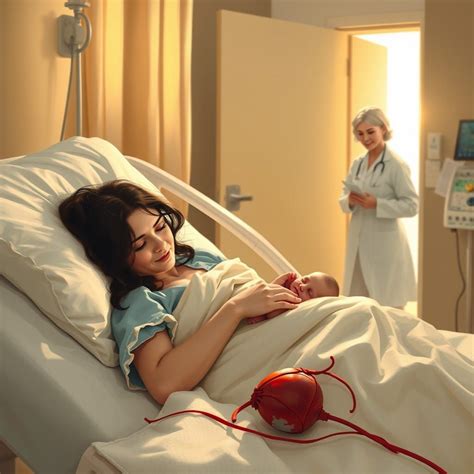 New Mother's Serene Moment in Hospital Room - AI Art