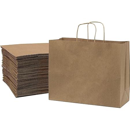 Gitanjali Paper Curves Disposable Paper Bags (Brown) 16x12x5 inches, 25 ...