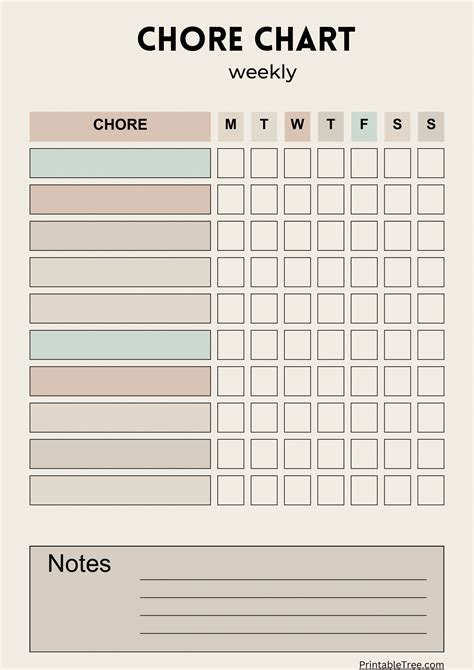 Chores Chart Template Free Printable