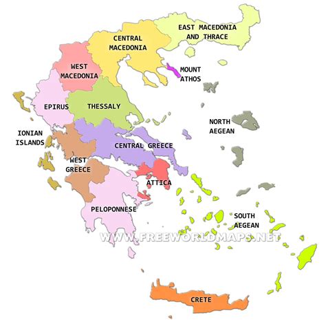 Political map of greece
