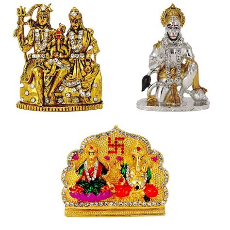 LE Lord Shiva Family Shiv Parivar (Oxidised) Hanuman Bajrang-Bali Idol ...