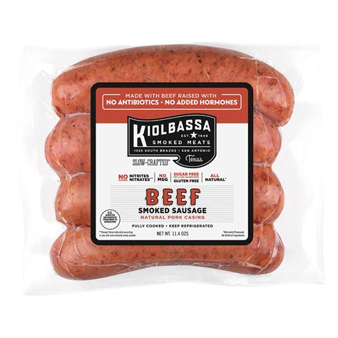 Beef Smoked Sausage Antibiotic Free - Kiolbassa