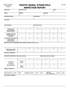 Michigan Traffic Signal Strain Pole Inspection Report - Blank Fillable ...