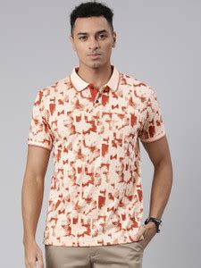 Classic Polo Self Design Men Polo Neck Orange T-Shirt - Buy Classic ...