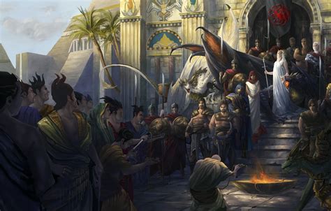 Wallpaper people, the crowd, dragons, art, game of thrones, Daenerys ...