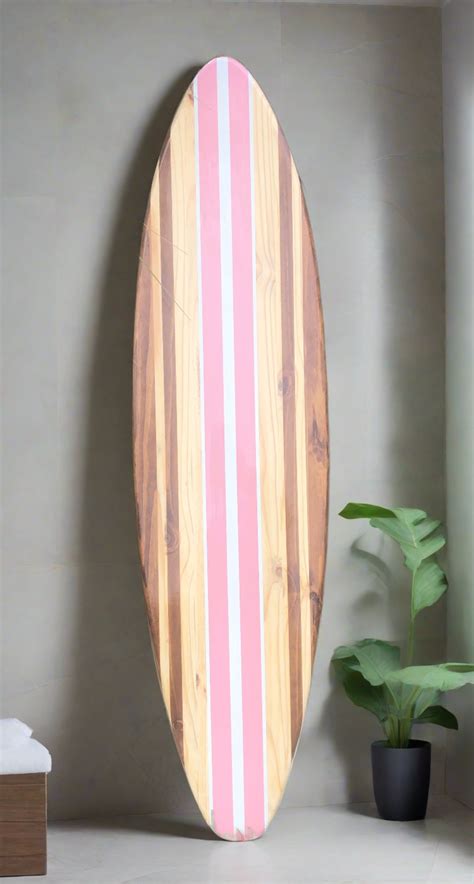 Bella Pink Wooden Surfboard Wall Art | Customizable Coastal Home Decor ...
