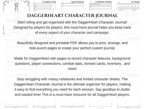 Daggerheart Character Journal | Digital Download Printable TTRPG ...