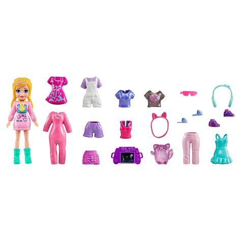 Polly Pocket Medium Fashion Pack, Travel Toy with Dolls and Clothing ...
