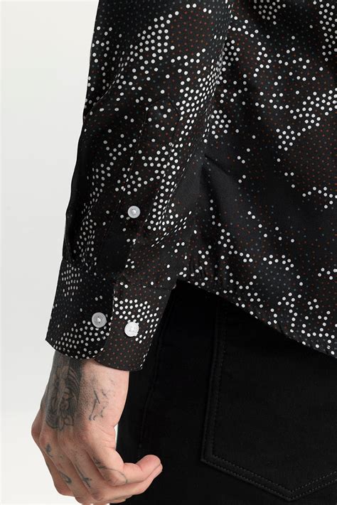 Buy Men's Speckle Dot Black Shirt Online | SNITCH