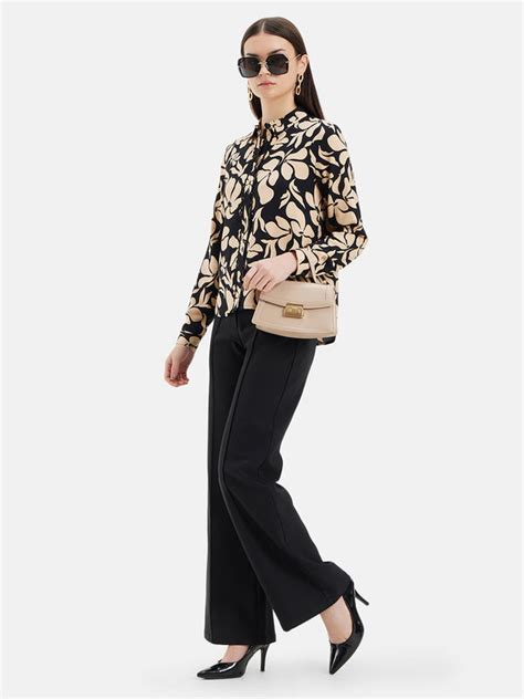 Floral Printed Classic Collared Shirt - Beige | Women Viscose Shirts – KAZO