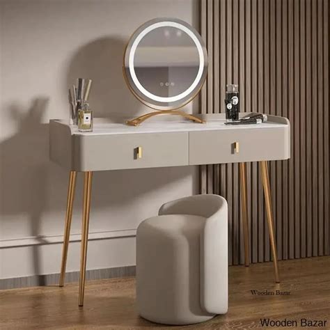 Emborough Vanity dressing table with lighted mirror and stool – Wooden ...
