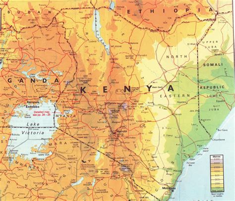 Detailed Physical Map of Kenya