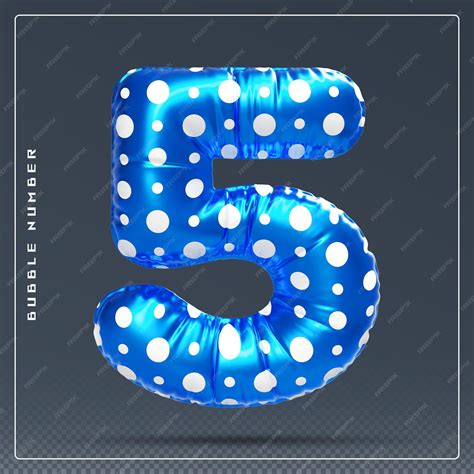 Premium PSD | Bubble blue number 5