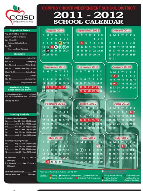 CCISD School Calendar - 07!19!11 | PDF | Public Holiday | Observances