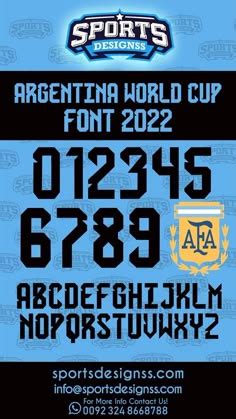 the font and numbers for sports designs's argentina world cup soccer ...