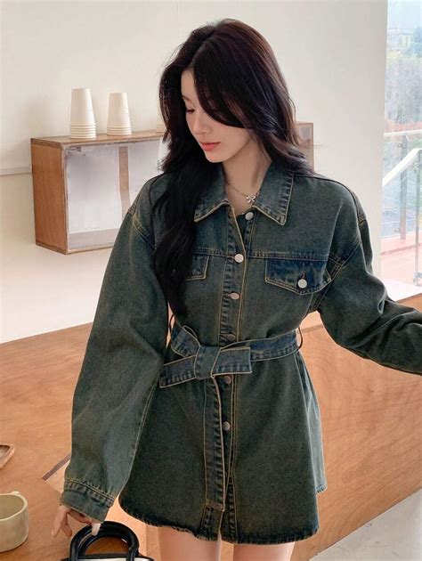 DAZY Women'S Denim Belted Dress | SHEIN USA