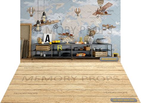 World Map Theme Wooden Flooring Backdrops