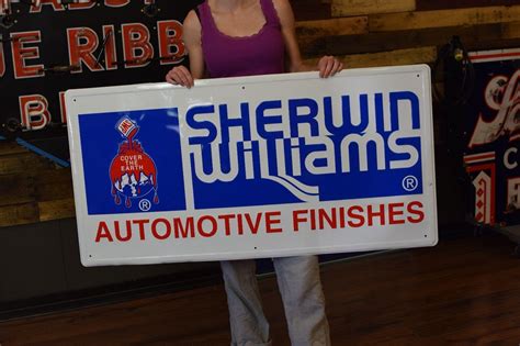 Original SHERWIN WILLIAMS Body Shop Automotive Dealer Tin Sign Embossed ...