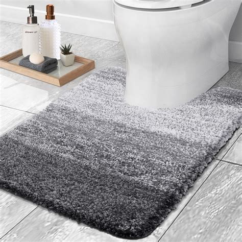Buganda U-Shaped Bathroom Rug Grey 20x24 Inch Microfiber Absorbent ...