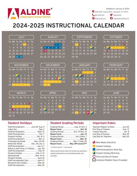 Aldine Independent School District Calendar 2025-2026 | Holidays