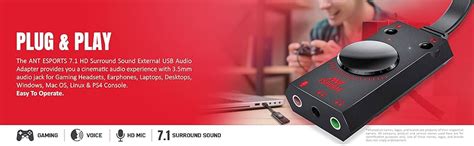 Ant Esports 7.1 USB Gaming Sound Card, 7.1 Channel External Audio ...