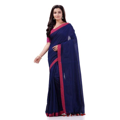 Buy TANTLOOM Tantaloom Women's Solid/Plain Handloom Pure Cotton Saree ...