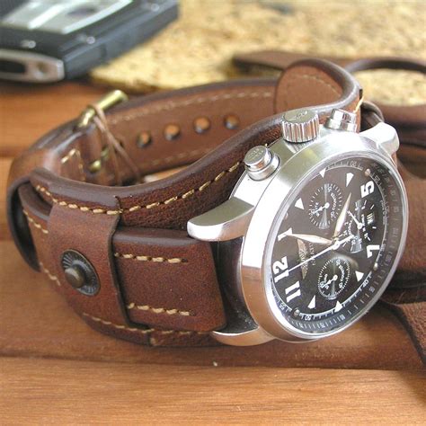 Wristwatch strap vintage style | Leather watch cuff, Leather watch ...