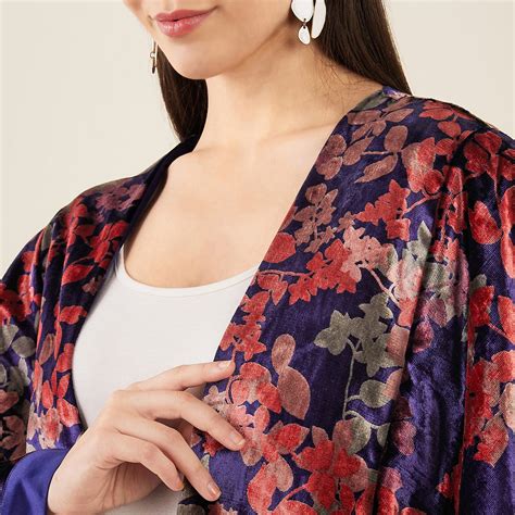 Blue and Rose Gold Floral Velvet Ca… | First Resort by Ramola Bachchan