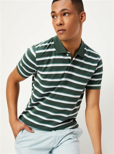 Buy Men Striped Slim Fit Polo T-shirt Online at just Rs. 499.0 ...