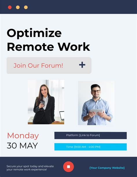Free Remote Work Best Practices Forum Flyer Template to Edit Online