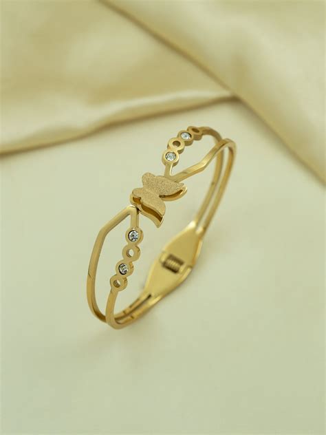 Artklim Gold Plated Butterfly Bloom Anti Tarnish Bracelet