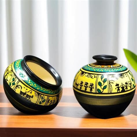 Buy Potter's Magic 'Warli Handpainted' Terracotta Pots Vases for Living ...