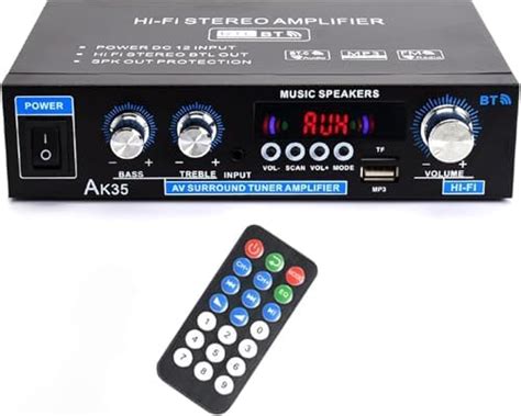 AK35 Stereo Amplifier Home Audio Bluetooth 5.0 Max 200W 2.0 Channel ...