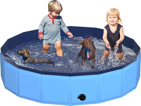79" x 12" Foldable Dog Pool - Collapsible Hard Plastic Kiddie Pool for ...