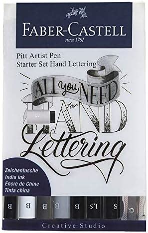 Faber-Castell Hand Lettering Pitt Artist Pen Starter Kit - Pack Of 9 ...