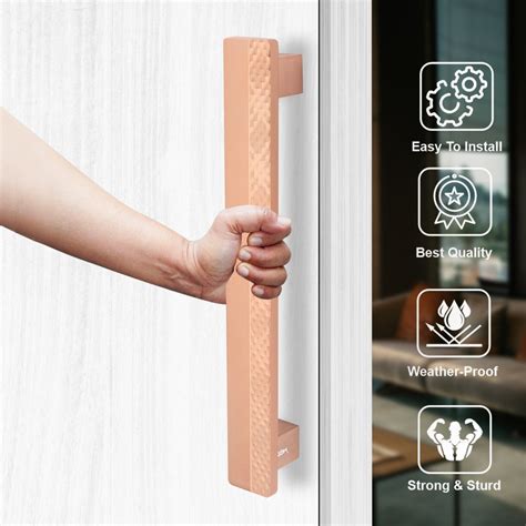 ATOM Walnut Main Door Pull Handle | Aluminium | PVD Rose Gold Finish ...
