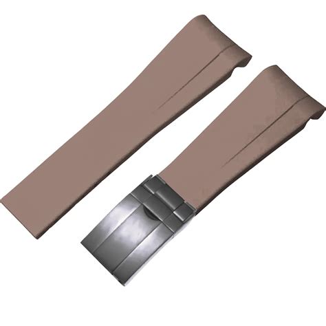 High End Curved FKM Rubber Watch Band With Oyster Style Deployment Cla ...